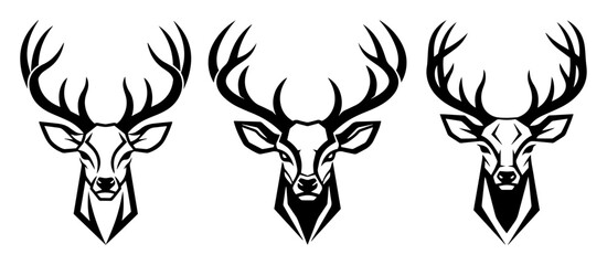 Fototapeta premium deer head icon trio stylized design