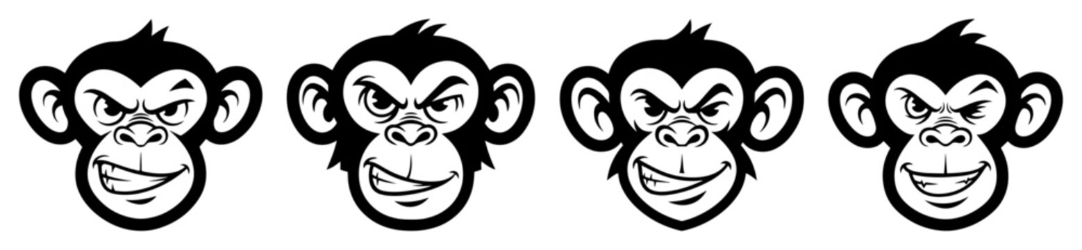 angry monkey face mascot icons