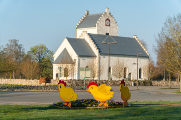Scandinavian Easter symbols outdoors, traditional religious holiday celebration