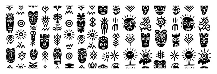 tribal tiki mask collection vector