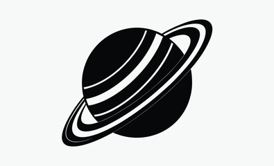 Planet Saturn Silhouette Icon