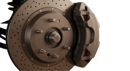 Realistic Image of Detailed Brake Disc Wheel Part with Metallic Texture and Transparent Background