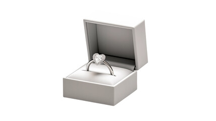 Elegant Heart-Shaped Diamond Ring in a White Gift Box, Perfect for Proposals or Anniversaries, Luxurious Jewelry