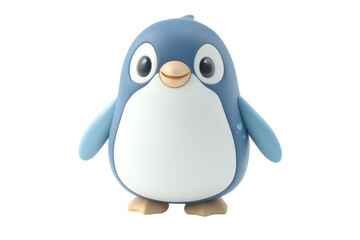 Obraz premium Adorable Blue Penguin Illustration Cartoon Cute Animal Character Rendered Graphics Kids Mascot on transparent background