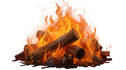 Fiery Bonfire Burning Brightly Wood Logs Embers Flames Heat