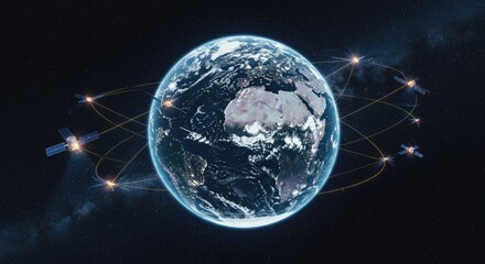 Earth with satellites in orbit