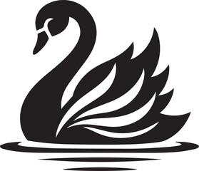 Obraz premium Minimalist Black Swan Silhouette Vector Art – Elegant Curves & Stylized Feathers