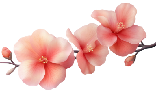 Peach Blossom Dream Soft Pink Flowers Delicate Petals Floral Art Spring Bloom Botanical on transparent background