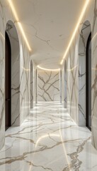 Marble Hallway with Arched Doorways