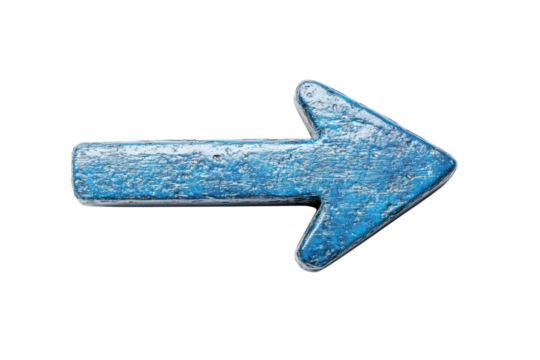 Blue Wooden Directional Arrow Sign Textured Background Guiding Design Element for Navigation on transparent background