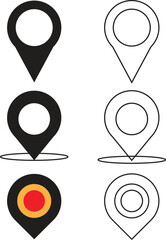Simple location icon design with map pin symbol for navigation and travel