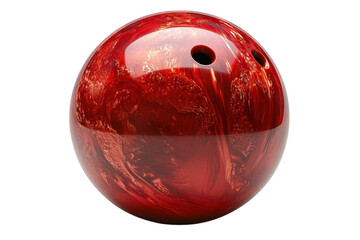 Red bowling ball close up studio shot sports equipment polished glossy surface leisure game on transparent background
