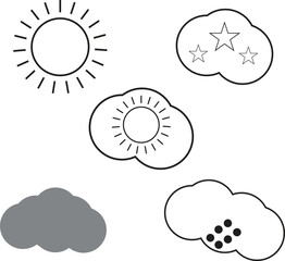 Weather Icon Set Collection of Vector Graphics for Forecasting and Climate Designs