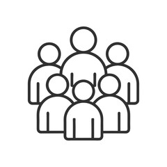 family icon vector, crowd people outline icon isolated on white background