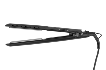 Black hair straightener iron isolated 