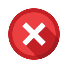 x mark icon button on white background 