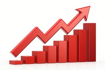 Fototapeta premium Upward Trending Red Bar Graph Chart Showing Growth and Success