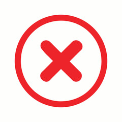 Fototapeta premium red cross icon, no entry sign, x mark button icon isolated on white background