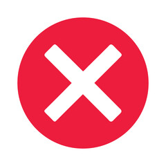 Fototapeta premium red and white cross, x mark button silhouette icon isolated on white background