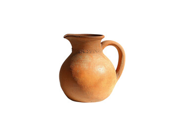 Rustic Pottery Pitcher Photo on Black Background Antique Jug Image Vintage Clay Water Jar on transparent background