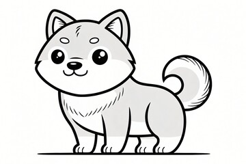 Fototapeta premium Adorable Cartoon Shiba Inu Puppy Cute Dog Illustration Pet Design Kawaii Style