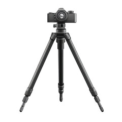 Capturing moments A camera stands on its tripod ready to immortalize on transparent background