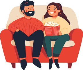 Friends Enjoying a Fun Movie Night with Popcorn