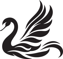 Minimalist Black Swan Silhouette Vector Art – Elegant Curves & Stylized Feathers