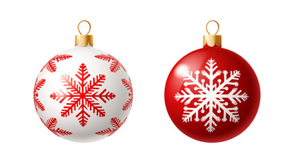 Festive Christmas Ornament Set Red White Snowflake Design Winter Holiday Decoration