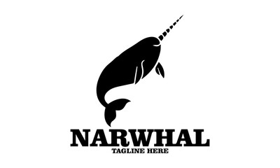 Silhouette narwhal animal vector illustration. Narwhal logo design sketch, narwhal vector logo icon with white background  © Arnis