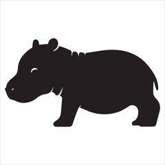 Obraz premium Baby Hippopotamus Standing Silhouette