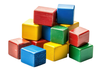 Colorful Wooden Building Blocks Tower Playtime Fun Educational Toys for Children Kids Game on transparent background