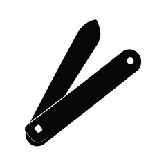 Folding Knife Silhouette Vector.
