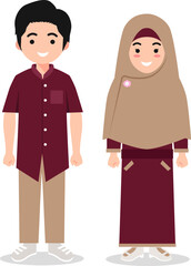 Muslim Man and Woman in Casual Outfit