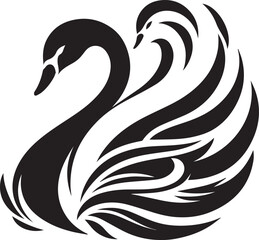 Minimalist Black Swan Silhouette Vector Art – Elegant Curves & Stylized Feathers