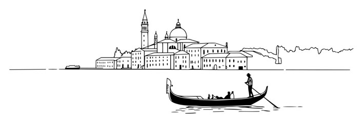 venetian gondola with cityscape vector © Aisha Kudorova