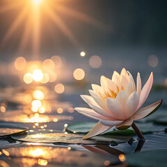 water lily in the sunset