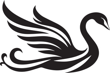 Minimalist Black Swan Silhouette Vector Art – Elegant Curves & Stylized Feathers