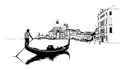 gondola ride through venice grand canal vector © Aisha Kudorova