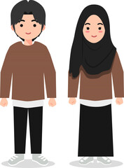 Muslim Man and Woman in Dark Clothing