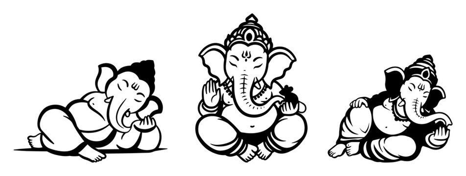 lord ganesha baby pose vector art