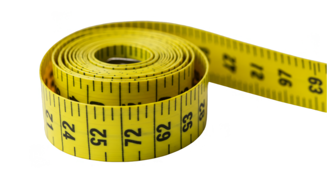 Rolled Yellow Tape Measure Isolated On Transparent Background