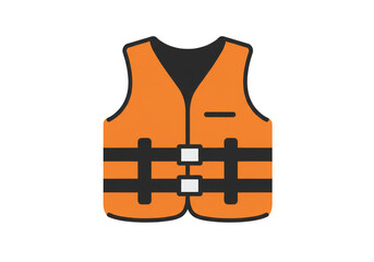 Safety Lifejacket Icon Orange Protective Equipment for Water Adventures