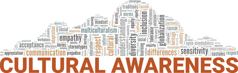 Obraz premium Cultural Awareness word cloud conceptual design isolated on white background.