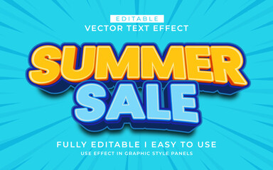 3d editable summer sale text effect typography style template