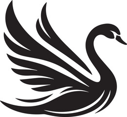 Minimalist Black Swan Silhouette Vector Art – Elegant Curves & Stylized Feathers