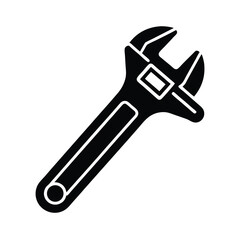 Adjustable Wrench Silhouette Icon Isolated on White