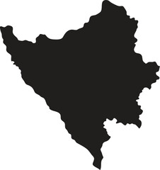 Bosnia and Herzegovina black map silhouette vector style with white background
