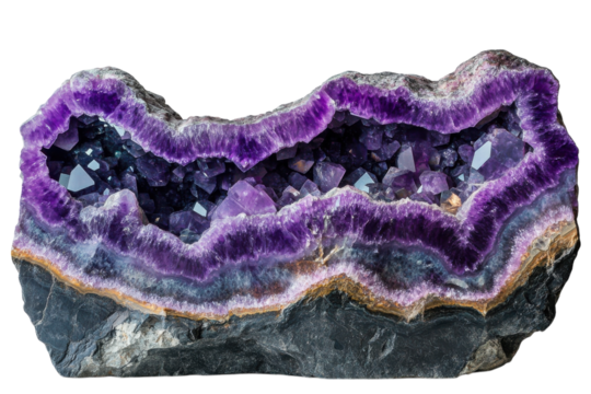 Purple Amethyst Geode Treasure Gemstone Crystals Healing Stone Mineral Specimen Metaphysical on transparent background