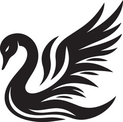Minimalist Black Swan Silhouette Vector Art – Elegant Curves & Stylized Feathers